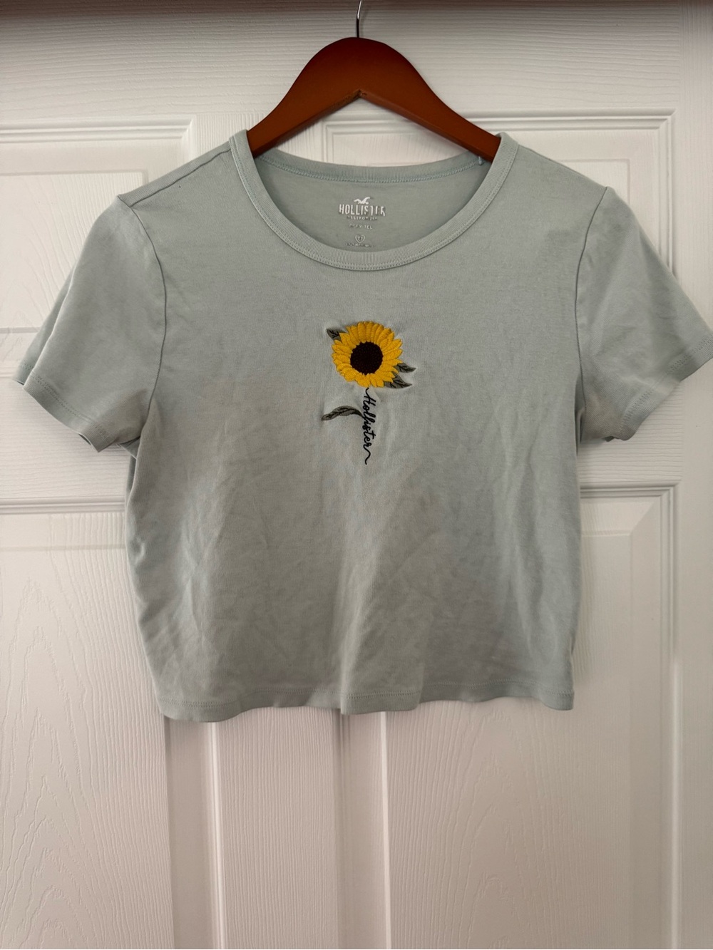 Hollister Sage Green Sunflower Crop Top